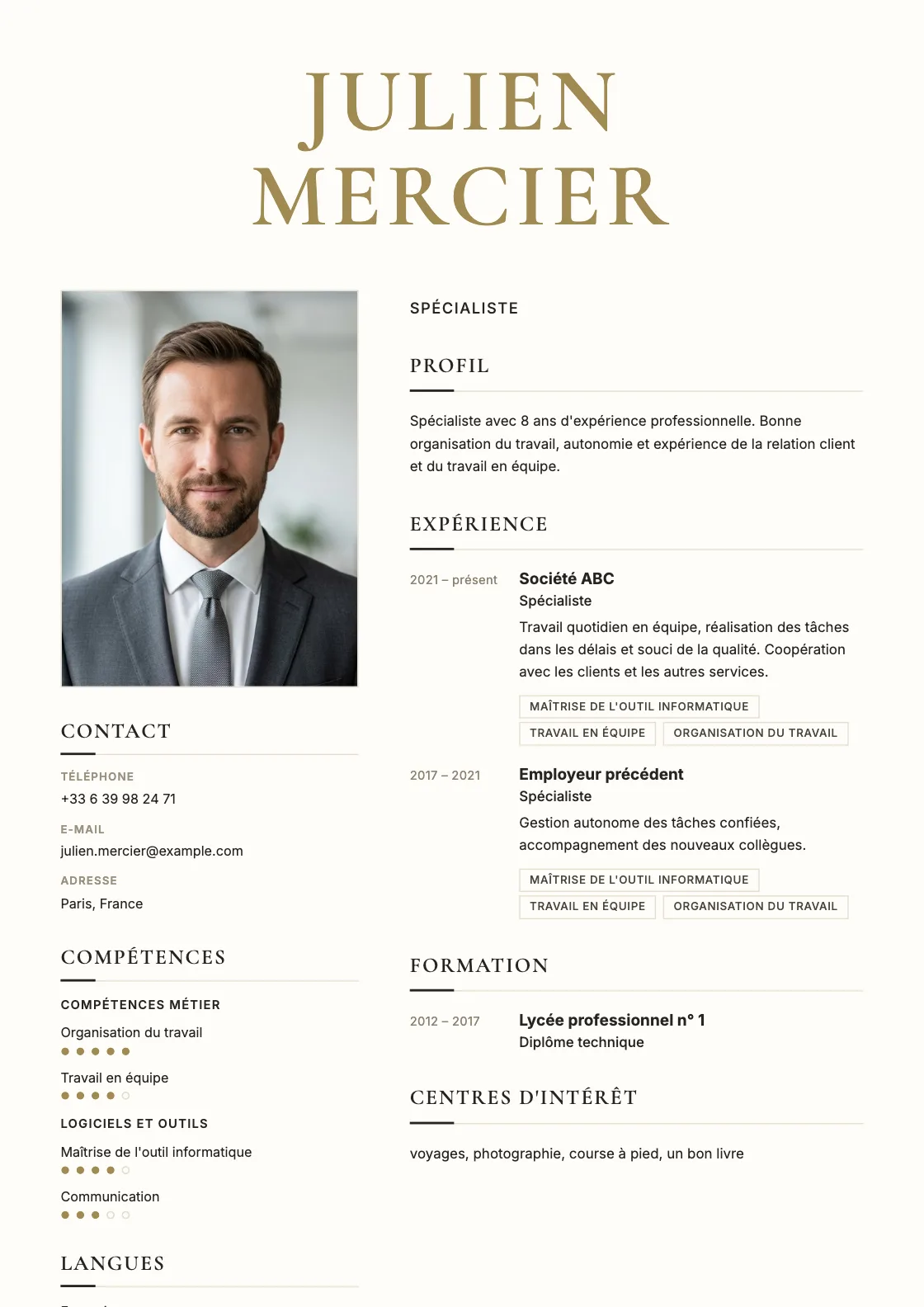 Modèle de CV High Fashion, aperçu du document fini