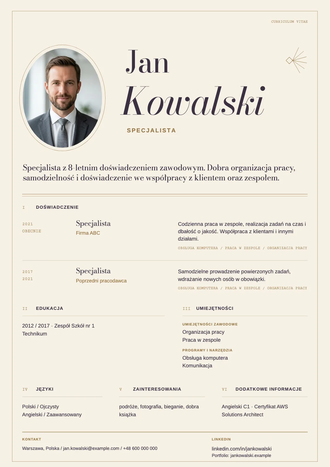 Wzór CV Grand, podgląd gotowego dokumentu