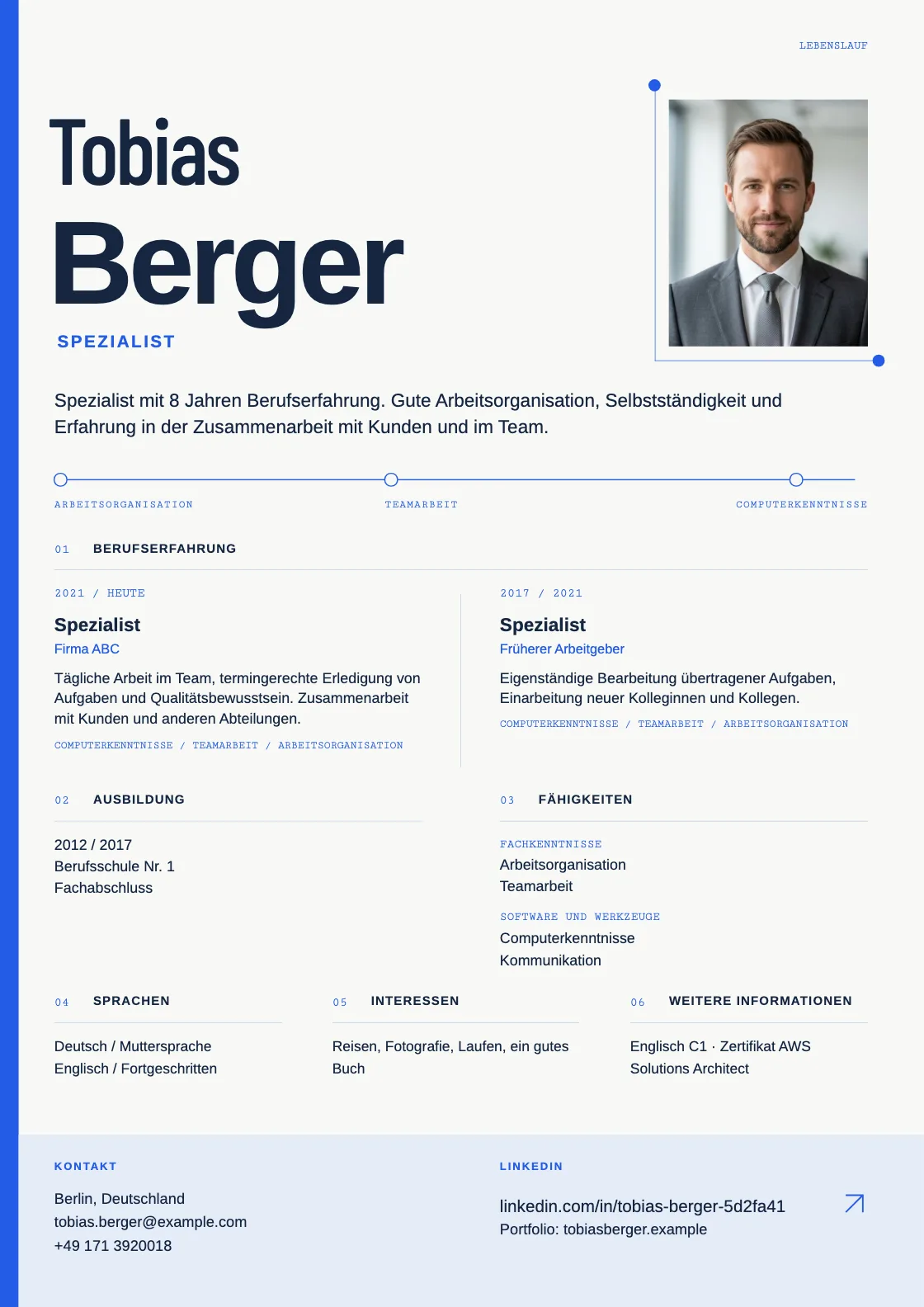Lebenslauf Vorlage Interaction, Vorschau des fertigen Dokuments