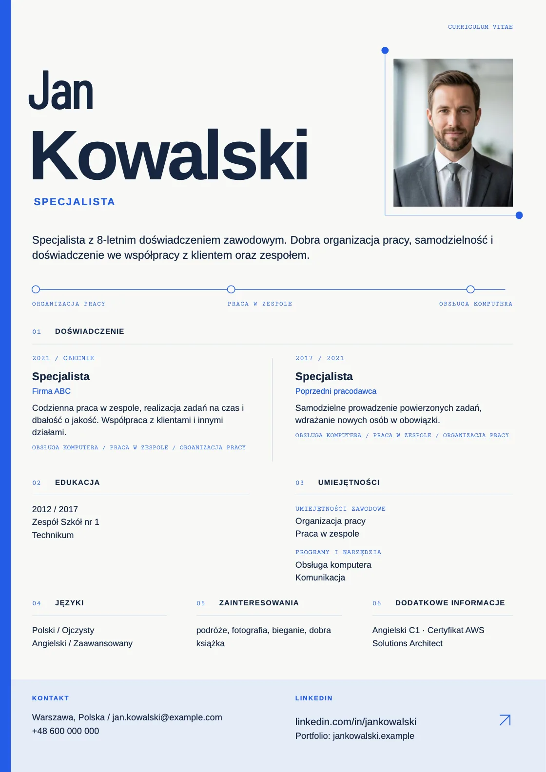Wzór CV Interaction, podgląd gotowego dokumentu