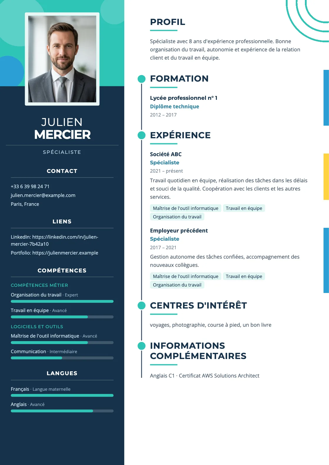 Modèle de CV Lagoon, aperçu du document fini