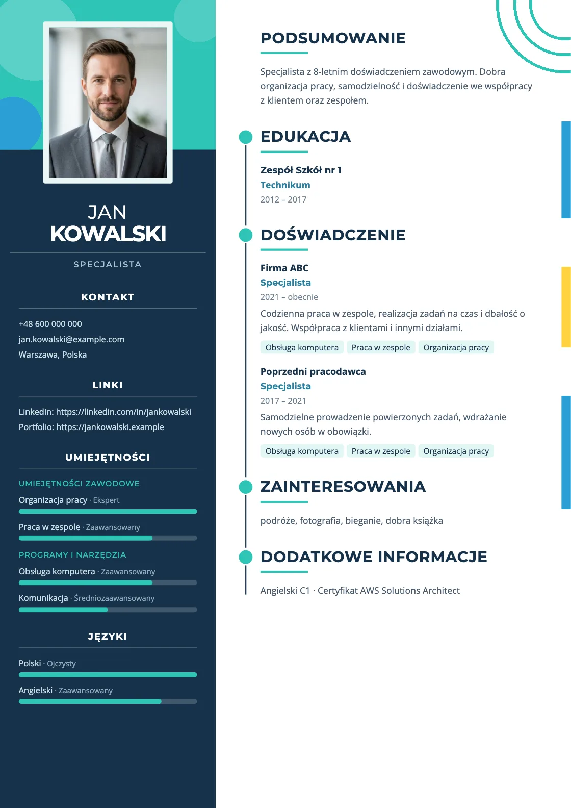 Wzór CV Lagoon, podgląd gotowego dokumentu