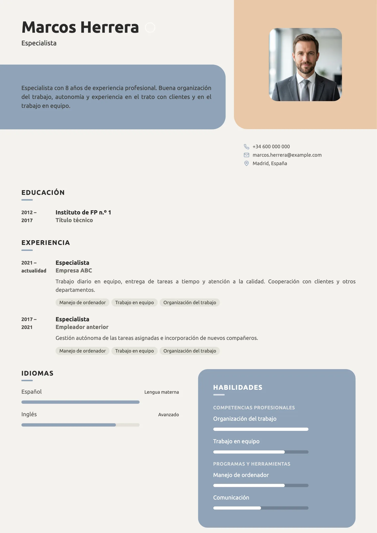 Plantilla de CV Matcha, vista previa del documento terminado
