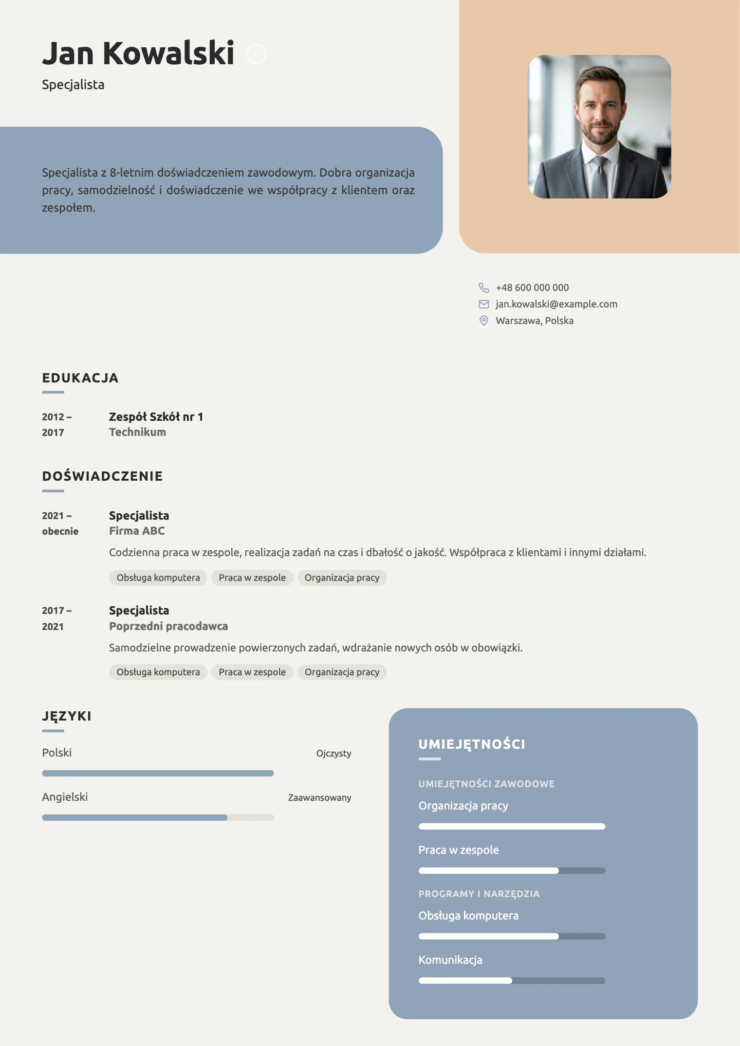 Wzór CV Matcha, podgląd gotowego dokumentu