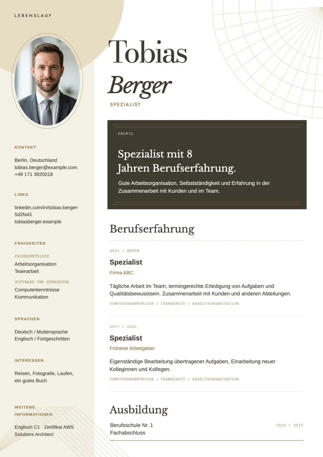 Lebenslauf Vorlage Rhythm, Vorschau des fertigen Dokuments